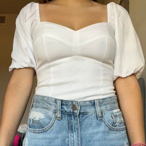 Puff Sleeve Poplin Top - XS